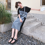 高级感假两件牛仔连衣裙女夏2025新款冷淡系别致独特卫衣t恤裙，女装连衣裙，2C069