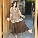 【大货】蝴蝶印花上衣+半身裙+吊带马甲3件套6075-P210K338，女装套装/套裙，2C069
