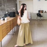 蕾丝拼接无袖上衣阔腿裤套装女夏2025新款两件套绝美俏皮又酷又飒，女装套装/套裙，2C069
