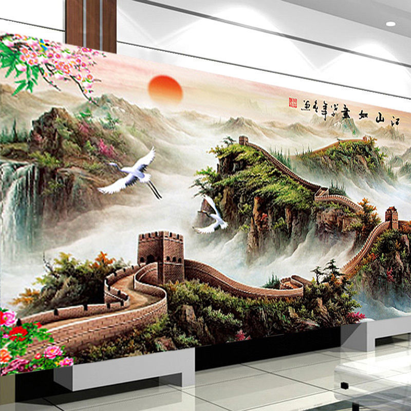 江山如画十字绣2025年新款线绣客厅新长城山水大幅风景手工自己