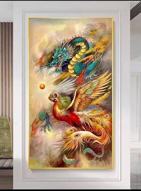 龙飞凤舞十字绣2023新款线绣中国风卡通客厅玄关手工自己绣名画