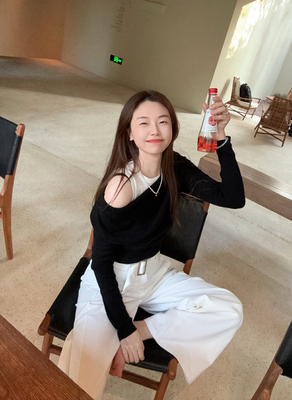 假两件露肩针织衫上衣女