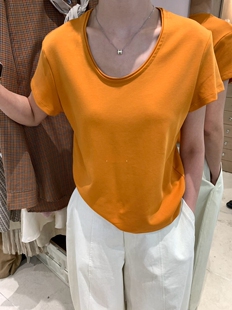 休闲简约日常基础百搭纯色圆领短袖 时尚 T恤 HERS家韩国 早春