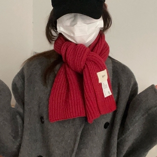 休闲围脖 交叉穿孔纯色小围巾短款 冬上新 egg家韩国气质简约百搭