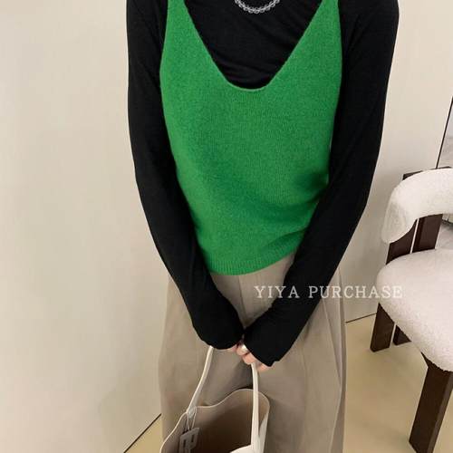 egg家韩国东大门大V领针织马甲