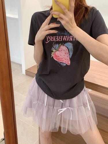东大门立体蝴蝶结松紧腰纱半身裙