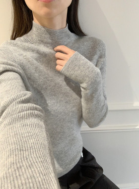 83%羊毛7%山羊绒9%貂绒）韩国东大门 羊绒款弹力衫半高领针织衫