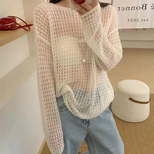 F201 针织衫 31羊毛25羊驼绒 韩国东大门Ne家显廋镂空一字领罩衫
