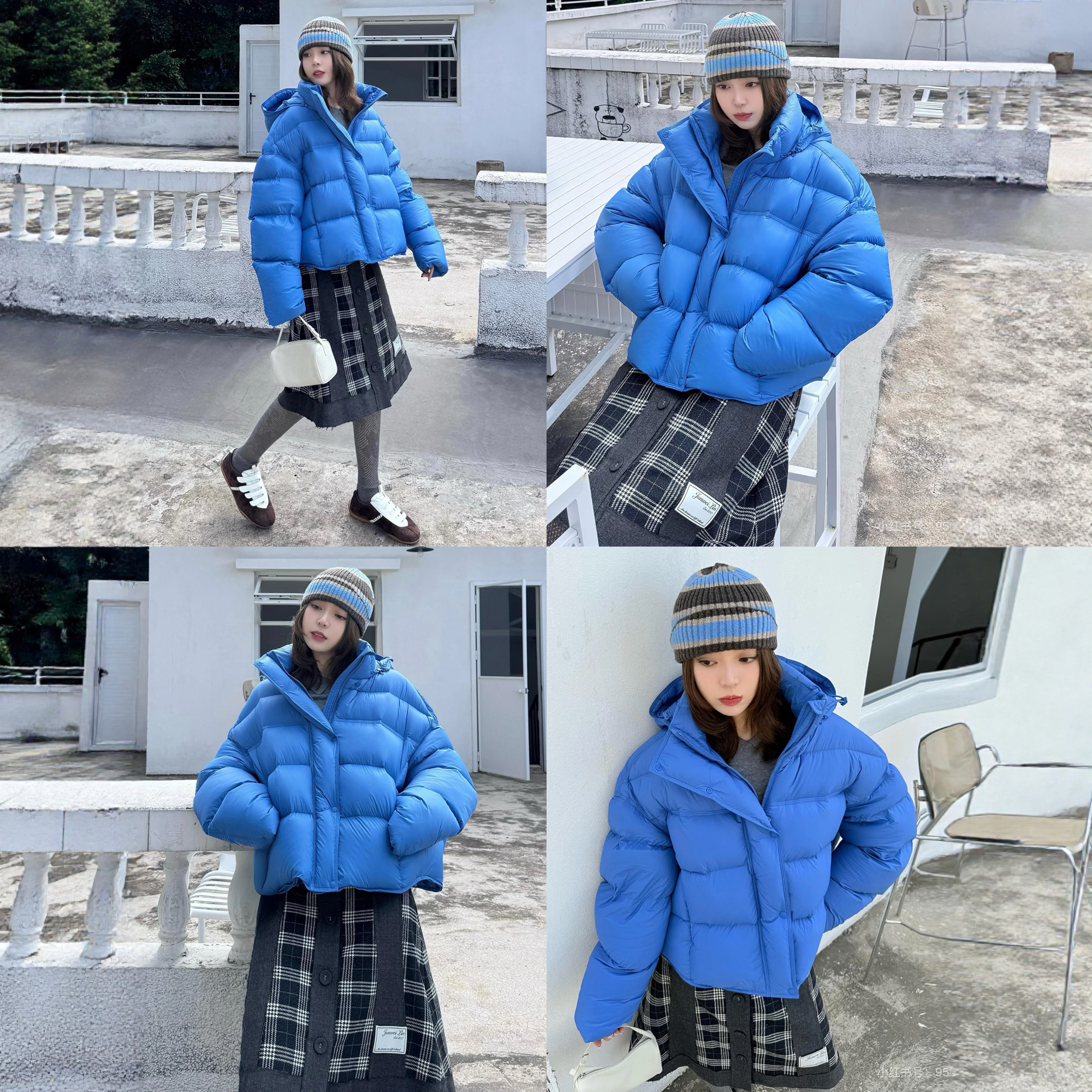 现货～云朵泡芙龟背羽绒服女～韩国短款连帽宽松显瘦加厚羽绒外套