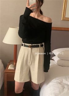 现货 羊毛）Ason韩国东大门 不规则漏肩设计针织衫毛衣F138