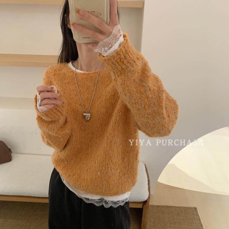 彩色豆豆纱软糯大毛衣针织衫