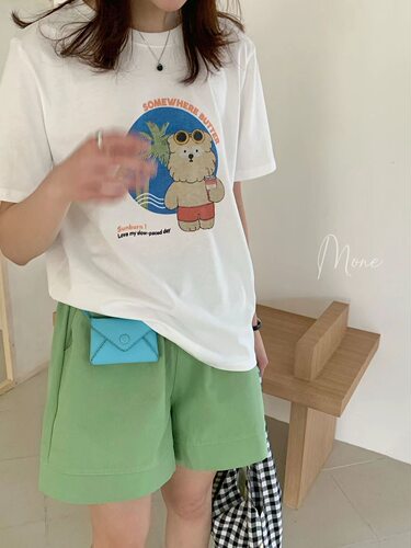 春上新东大门狗狗印花宽松T恤