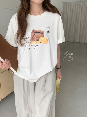 春上新鸡蛋家字母宽松短袖T恤