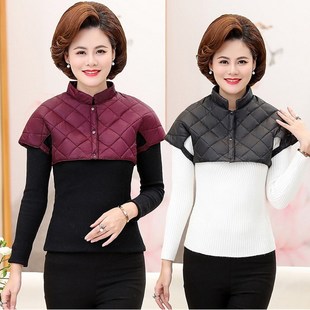 中老年女装 秋冬羽绒棉护肩颈护肩膀坎肩保暖睡觉棉马甲上衣妈妈装