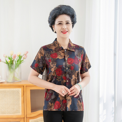 中老年加肥加大女装衬衫夏装