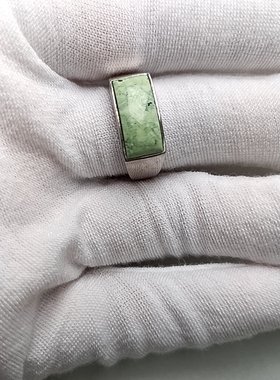 S925银原矿绿松石戒指