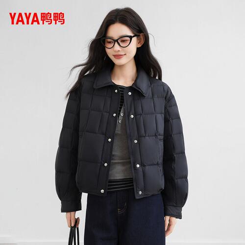 鸭鸭羽绒服2026年冬装新款女士时尚百搭休闲薄外套小翻领宽松短款