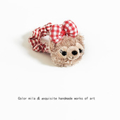 雪莉玫红格大肠发圈日系少女可爱甜美公仔马尾头绳扎头发皮筋头饰