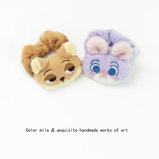 朱迪尼克同款 毛绒发圈超萌可爱小狐狸兔子头绳女童扎马尾发绳头饰