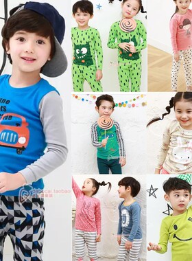 pipilong韩国儿童家居用品秋衣秋裤套装小汽车秋冬宝宝内衣套装