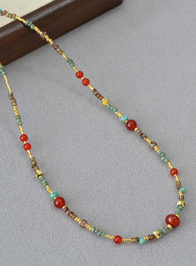 新中式小众设计复古文艺红玛瑙米