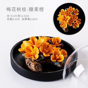 纯手工非遗陶瓷荷花牡丹花玫瑰花客厅书房摆件婚庆伴手礼印log