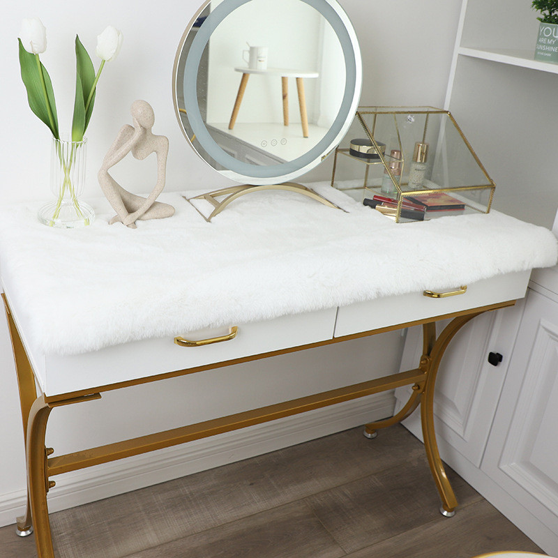 梳妆台垫仿兔毛床头柜桌面装饰垫子短毛绒桌布茶几台布椅垫展瞬奋