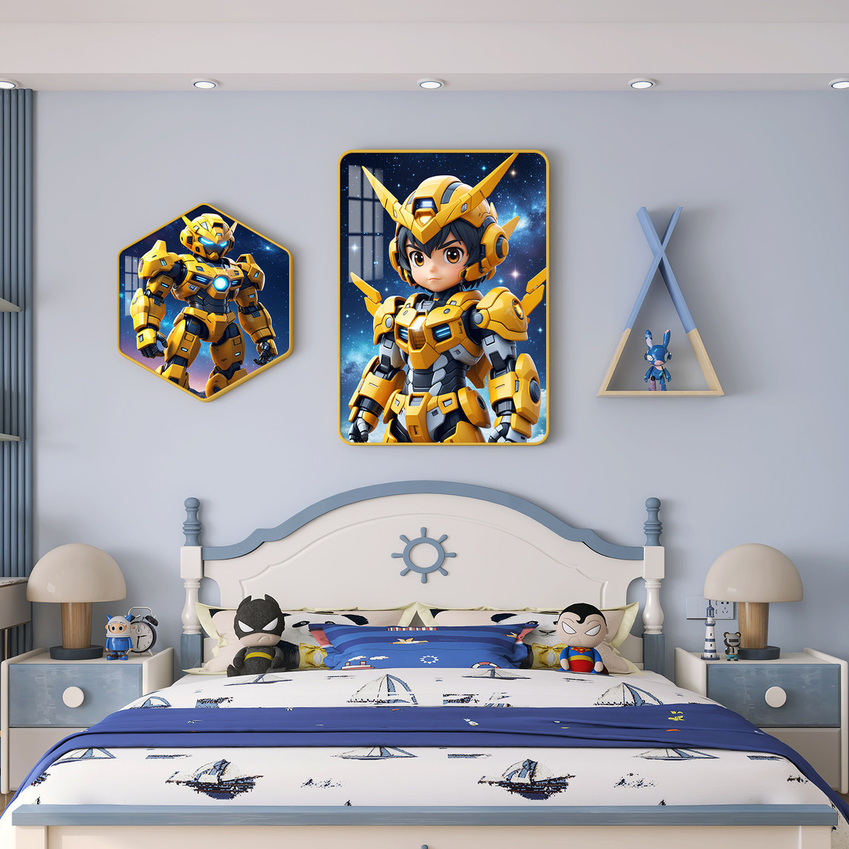 现代女孩儿童房装饰画男孩儿背景床头挂画公主房间卧室卡通墙壁画