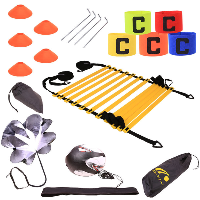 足球敏捷梯训练套装跳阻力梯格伞标志碟颠球带足球袖标