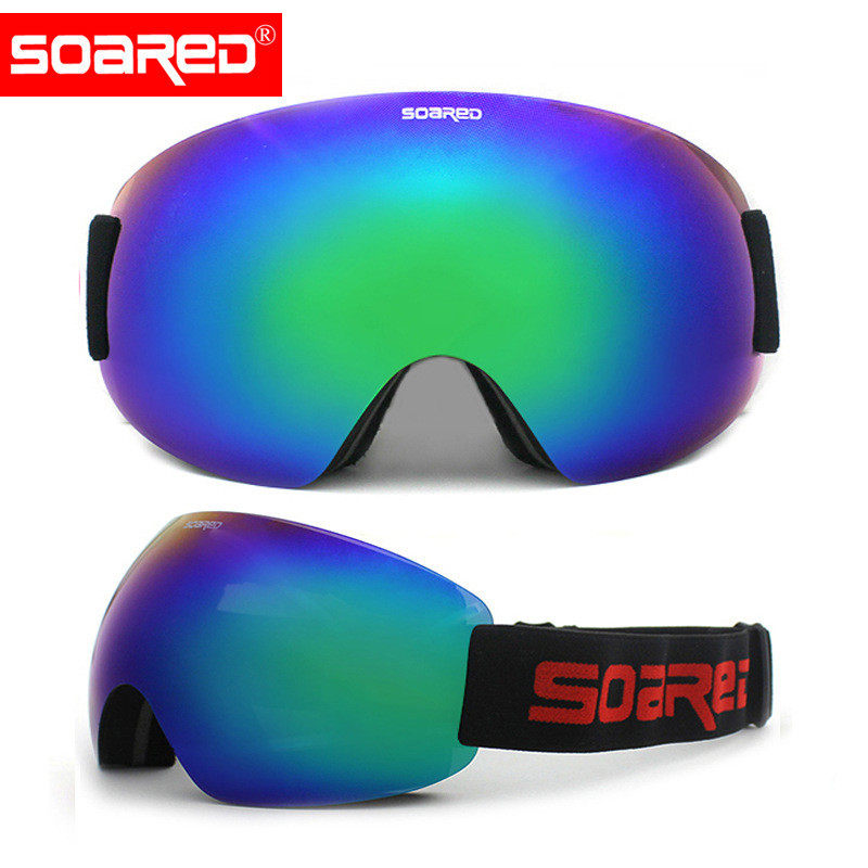 热销soared无框成年减滑雪镜双层男女雾滑雪镜轻便贴面