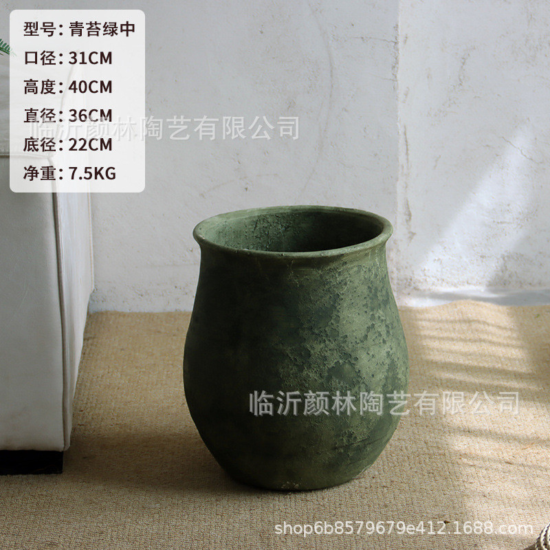 复古做旧水泥花盆大号口径圆形客厅户外绿植落地创意盆花盆龙舌兰