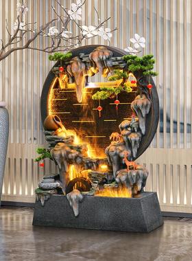 热销室内装饰造景客厅落地隔断屏风假山流水喷泉摆件水幕墙玄关循