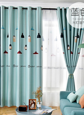 sw1c批发2021成品新款窗帘客厅卧室遮光飘窗年全遮阳挂钩式简约现