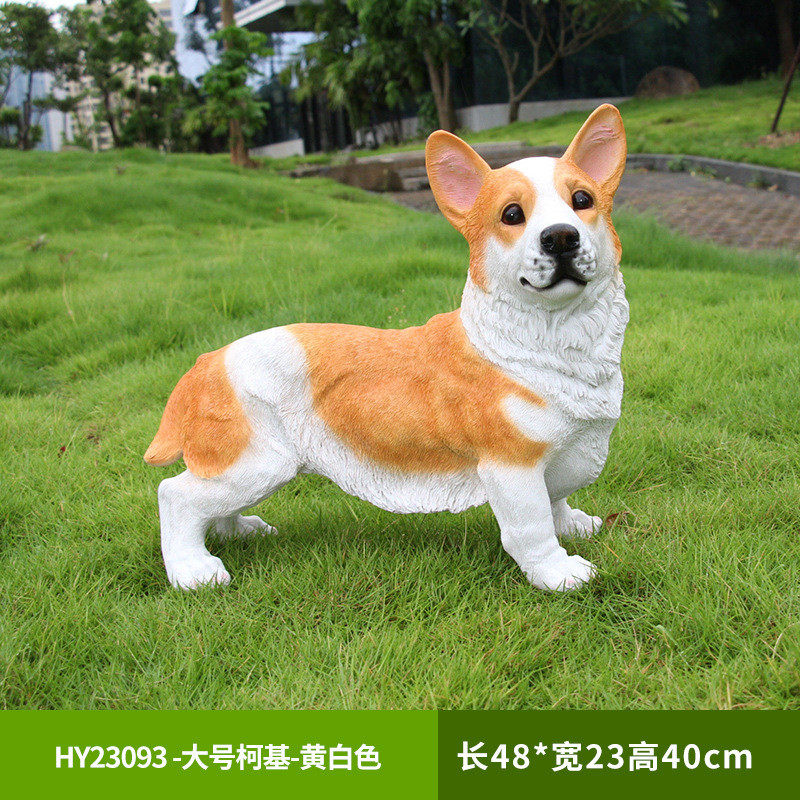 仿真柯基狗摆件树脂工艺品小狗客厅花园庭院电视柜可爱动物装饰品