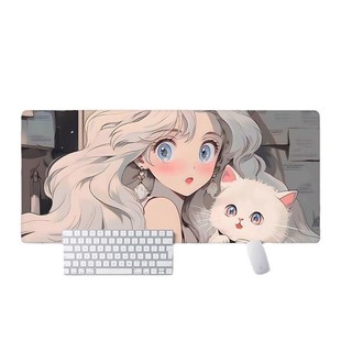 美少女鼠标垫大号办公桌垫笔记本电脑键盘垫卡通防滑软垫子