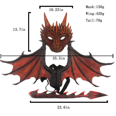 热销艾林万圣节halloween儿童派对装饰龙翅膀尾巴面具套装cosplay