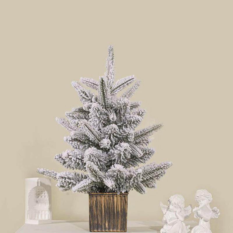 圣诞树白色植雪花pe积雪款圣诞节装饰桌面摆件仿真绒圣诞树批发
