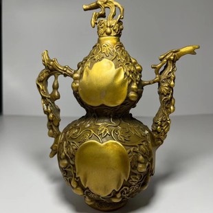 古董古玩批发仿古铜黄铜酒壶藏壶茶壶老物件乡下收提壶工艺品