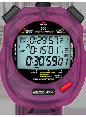 电子秒表dt495d定尔志奥赛克100训练3行计时器田径道透明无透明红