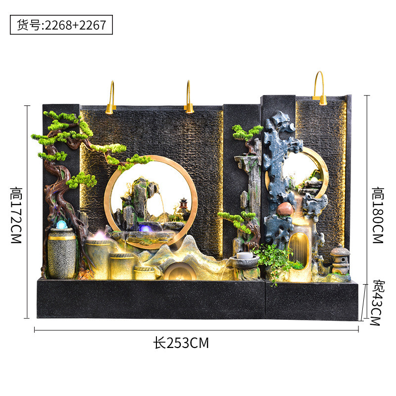 假山流水景观户外鱼池造景庭院水幕墙屏风玄关装饰酒店循环水摆件