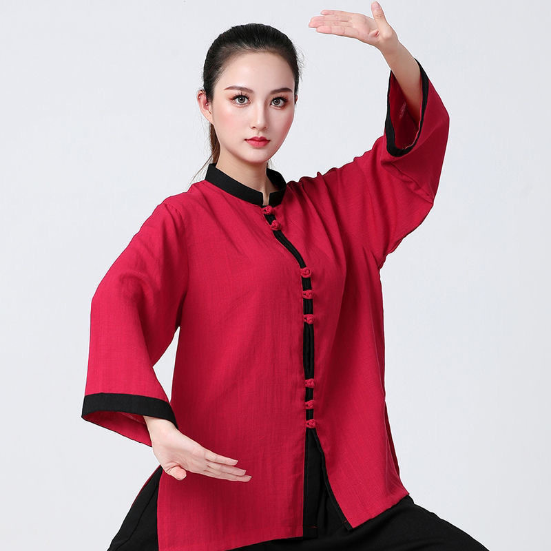 2024款竹节麻太极服春夏套装新款宽松武术中老年练功表演比赛