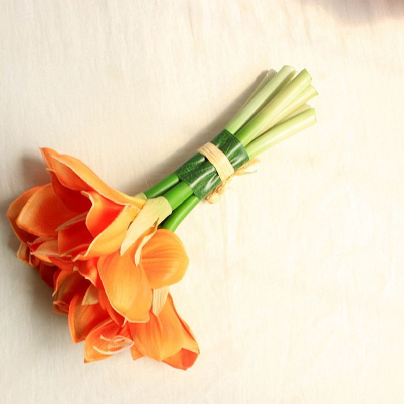 摆件君子兰把束北欧客厅手感朱顶红假花装饰插花瓶餐桌仿真花