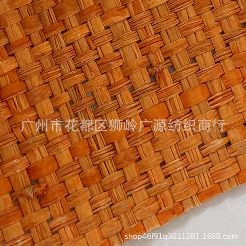 拉菲草席十字平纹编织布复古风草编织布草编包材料鞋帽批发