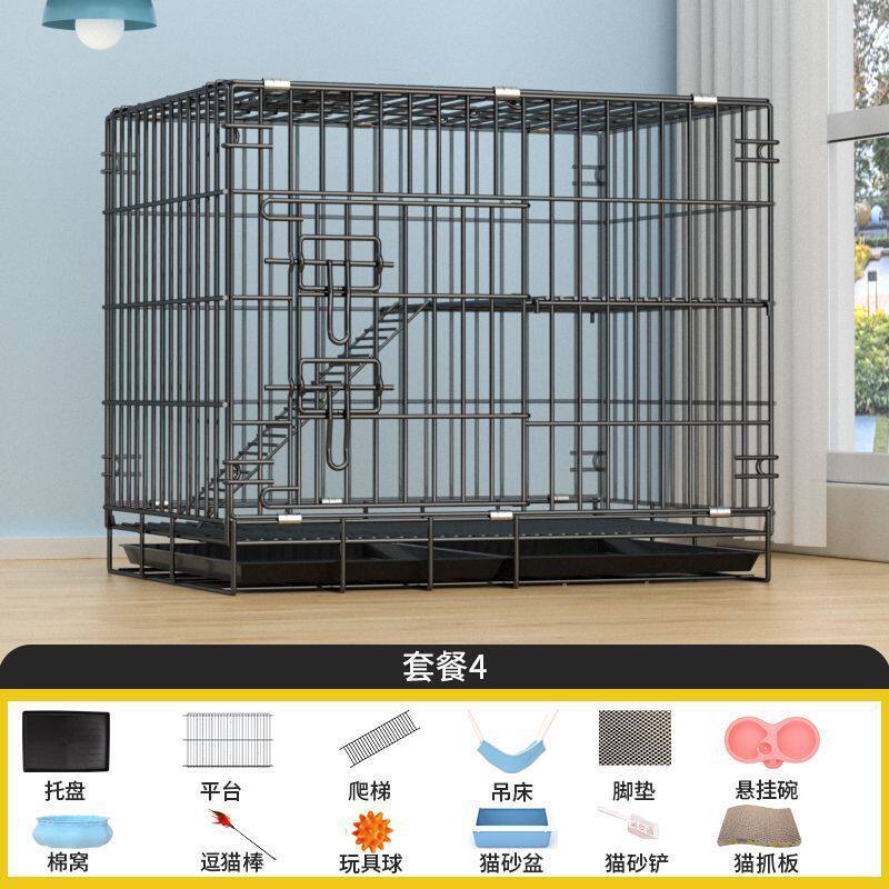 双层猫笼笼子可折叠猫咪笼子狗笼子二层免安装折叠式加粗加固加厚