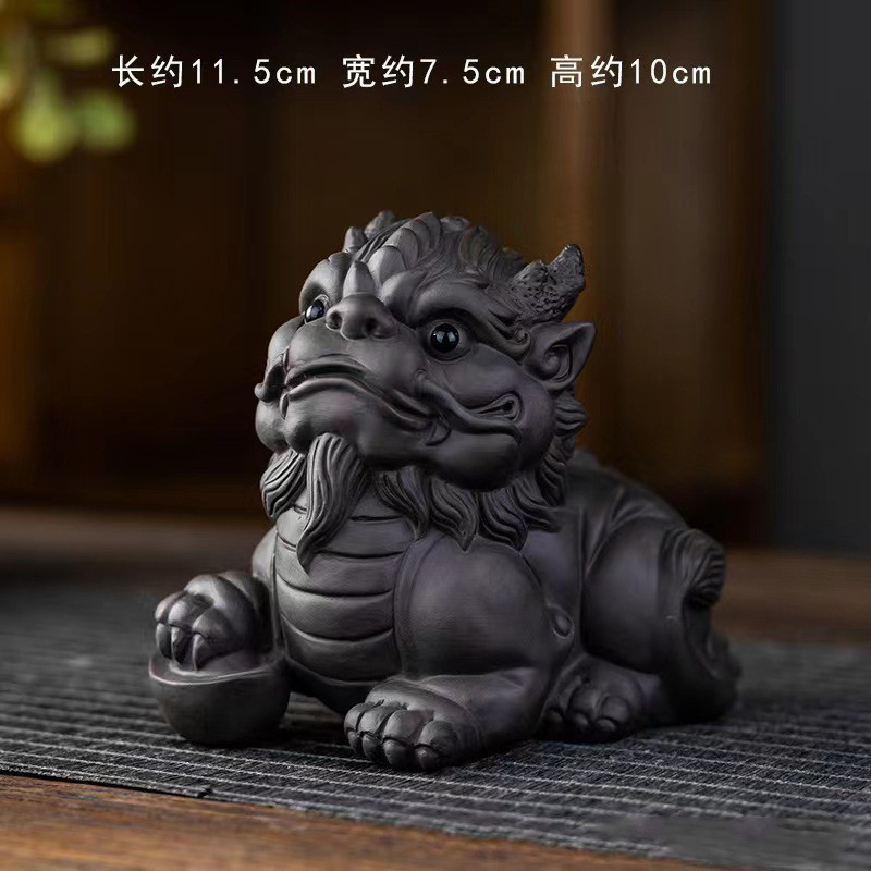 手工紫砂麒麟茶宠茶台摆件高档精品招财貔貅茶玩紫砂茶宠批发