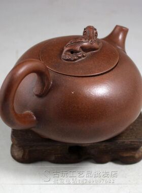 热销古玩兽复古 制作茶壶酒壶红色批发盖圆形紫砂壶2