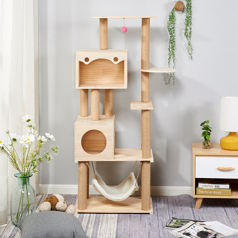热销厂家批发猫架子豪华立式猫爬架太空舱猫树多层木制猫窝跳台一