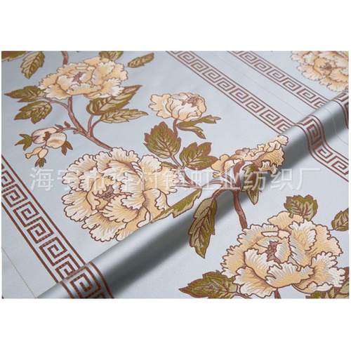 新古典高提花刺绣面料牡丹织锦缎桌布桌旗布料抱枕坐垫提花布