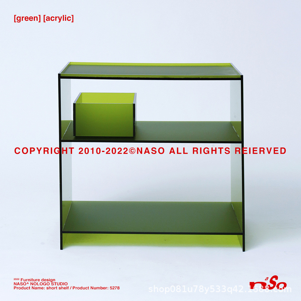 轻奢书柜家用简易书架矮透明边几落地实木收纳置物架储物客厅柜子