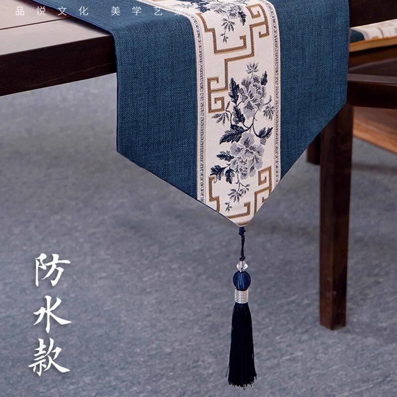 防水桌旗巾禅意茶桌垫布茶旗桌布茶席茶台布艺长条茶几新中式床旗